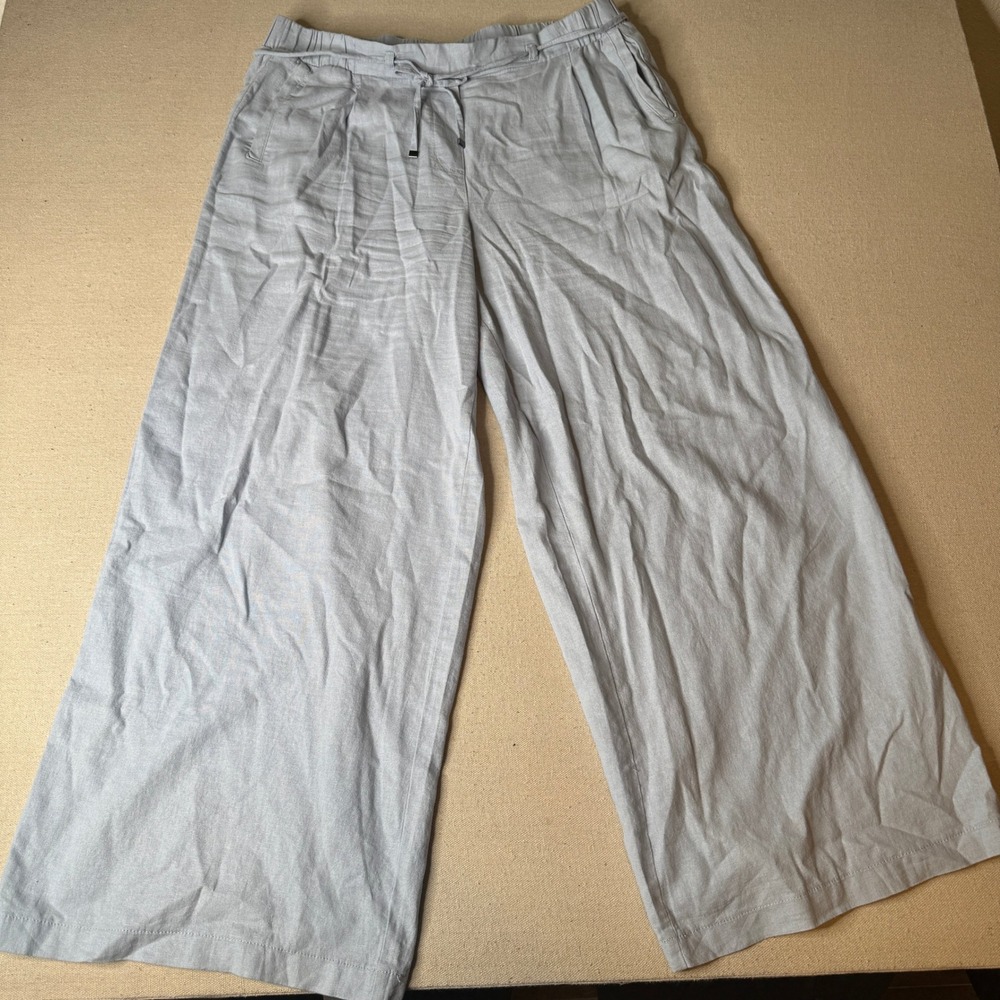 Jules & Leopold Casual Light Blue Linen Blend Wide Leg Drawstring Pants Large - Picture 2 of 8